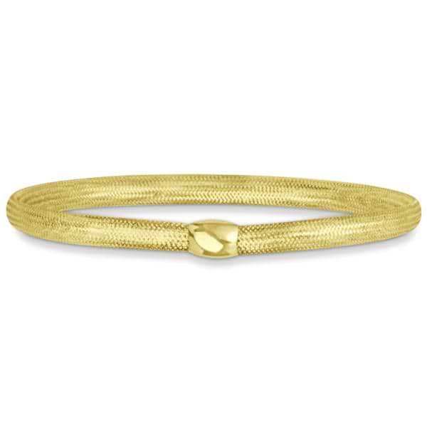 Stackable Mesh Expandable Fashion Bangle Bracelet 14k Yellow Gold