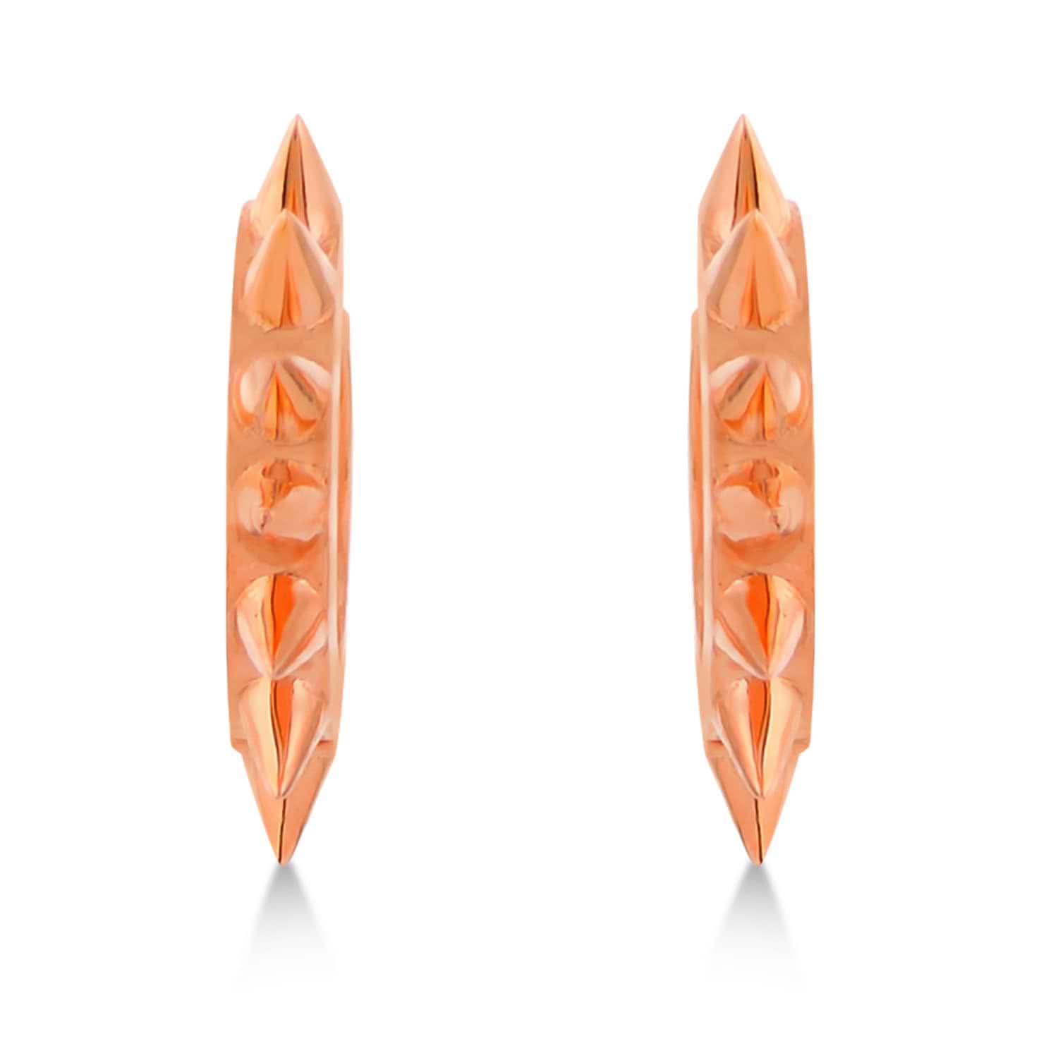 Spike Design Huggie Earrings 14k Rose Gold