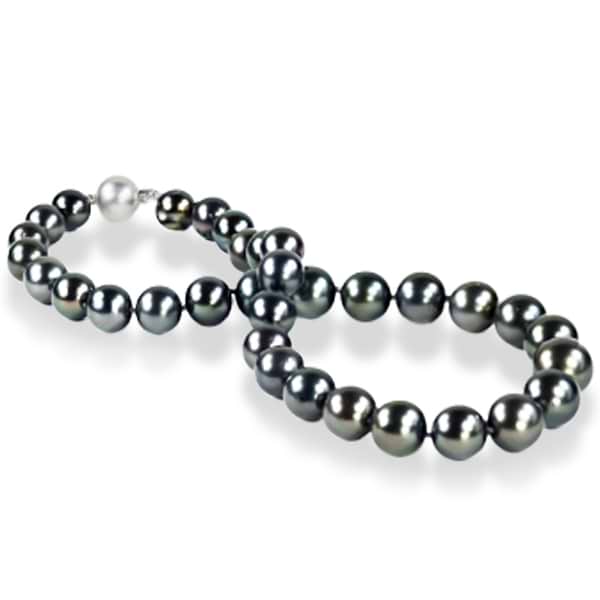 Tahitian Pearl Graduating Strand Necklace 14K Gold Clasp 11-14.6mm