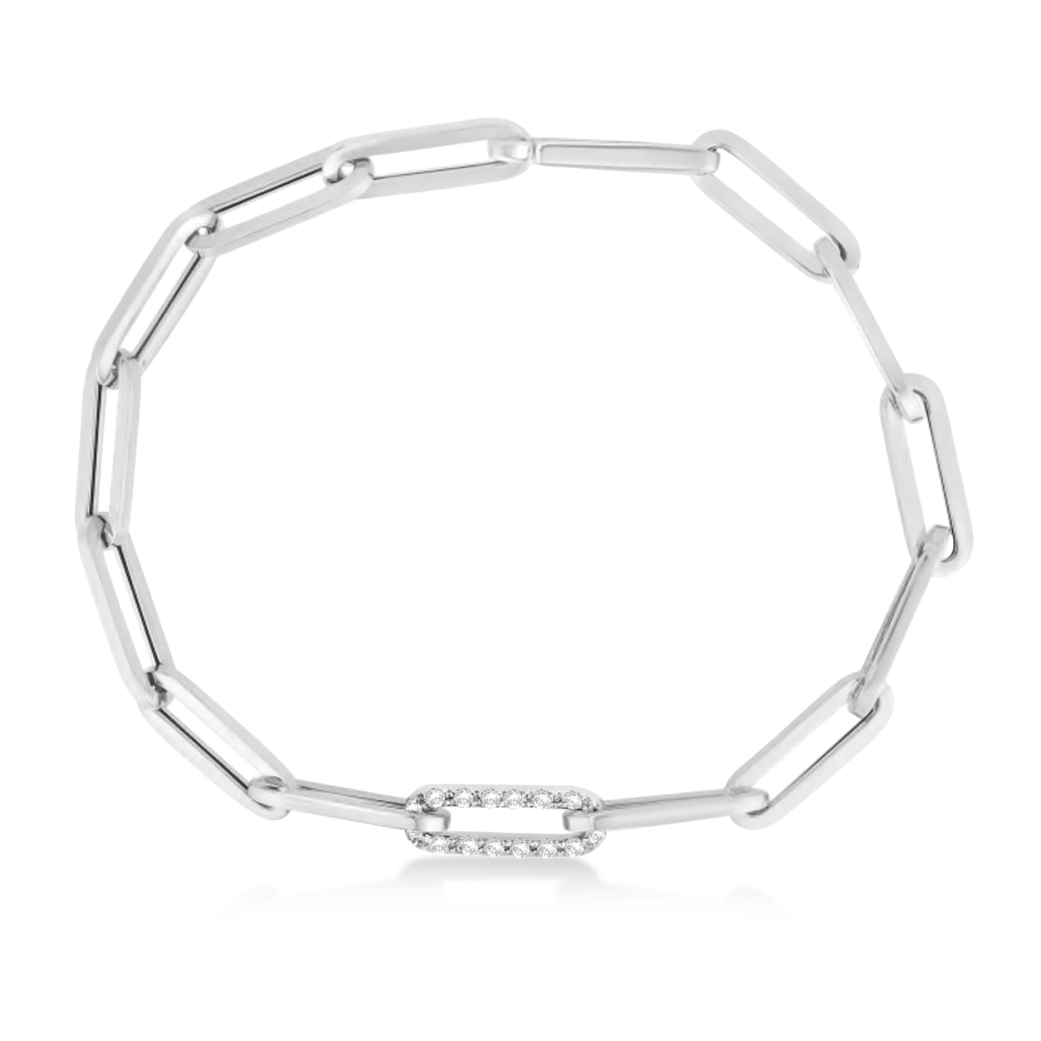 Diamond Paperclip Chain Bracelet 14k White Gold (0.32ct)
