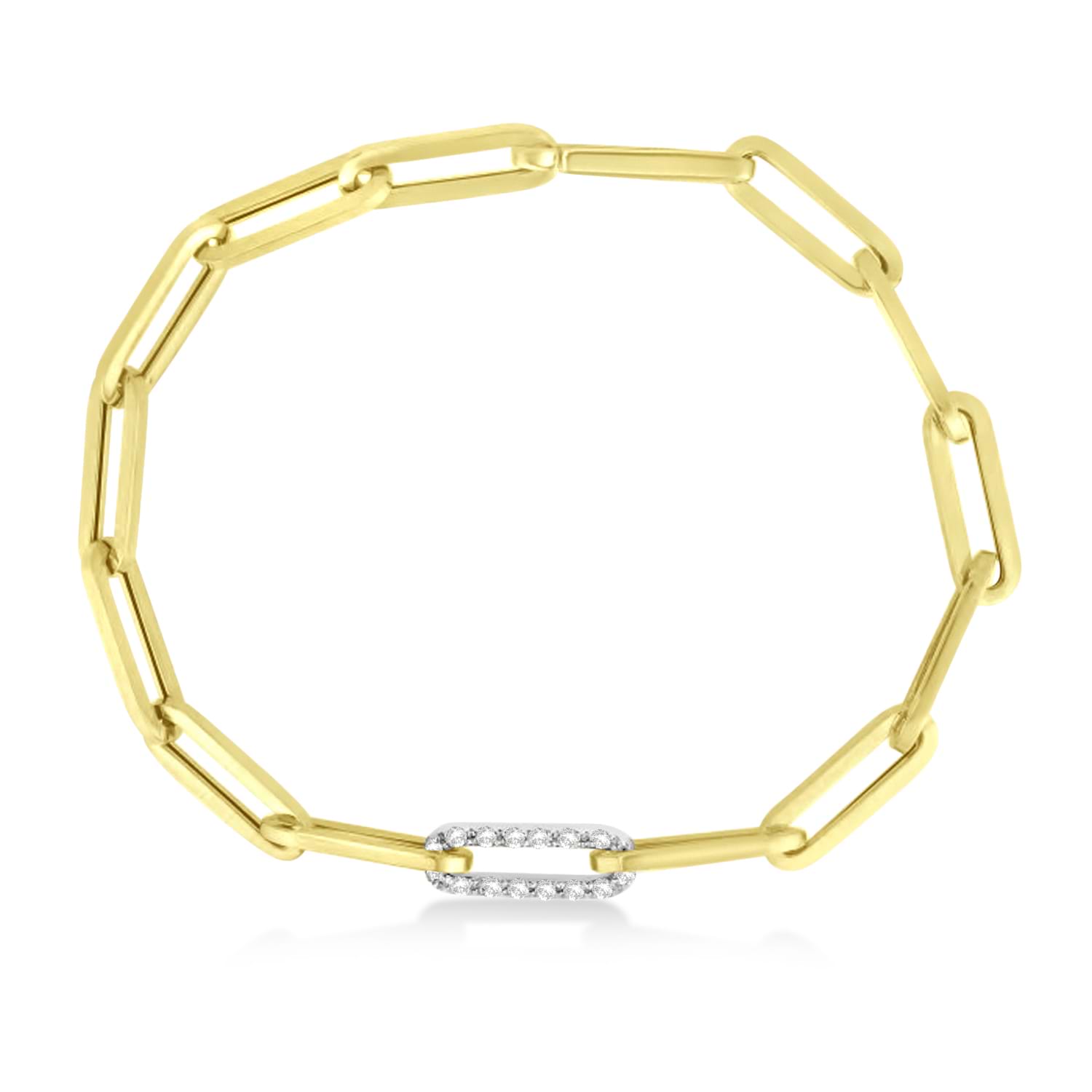 Diamond Paperclip Chain Bracelet 14k Yellow Gold (0.32ct)