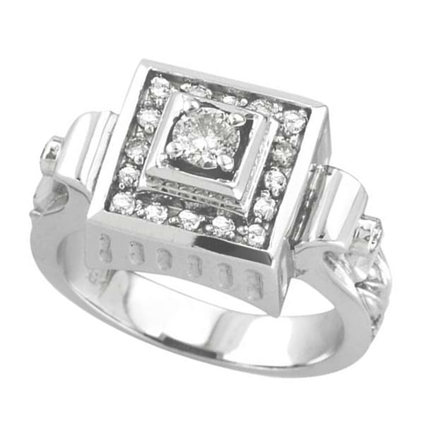 Victorian Style Diamond Ring 18K White Gold (0.50ct)