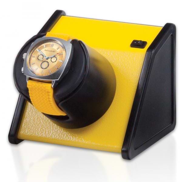Orbita Rectangular Single Watch Winder in Vibrant Yellow