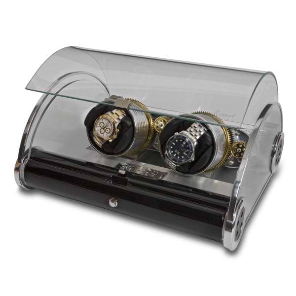 Rapport London The Time Arc Double Watch Winder w/ Crystal Glass Case