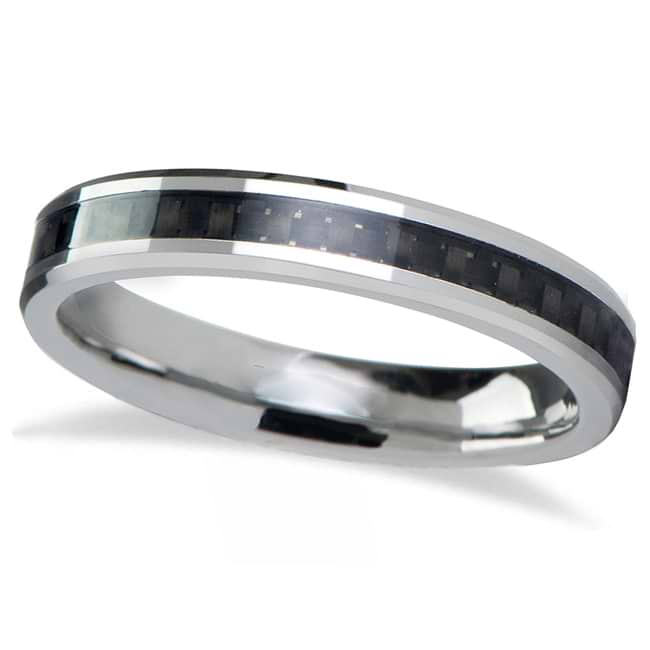 Black Carbon Fiber Inlay Carbide Tungsten Wedding (4mm)