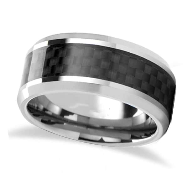Black Carbon Fiber Inlay Carbide Tungsten Wedding (7mm)