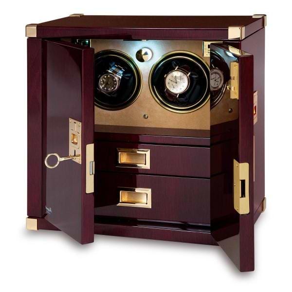 Rapport London Mariner's Chest & Double Watch Winder in Mahogany Wood