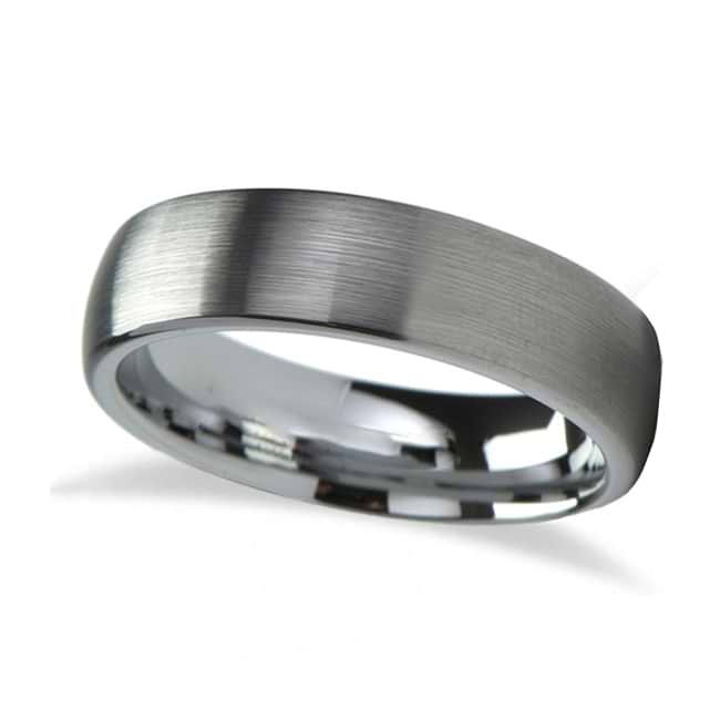 Brushed Finish Rounded Carbide Tungsten Wedding Band (6mm)