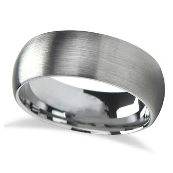 Brushed Finish Rounded Carbide Tungsten Wedding Band (7mm)