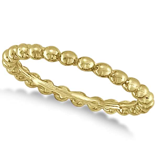 Women's Plain Metal Solid Beaded Stackable Ring 14k Yellow Gold