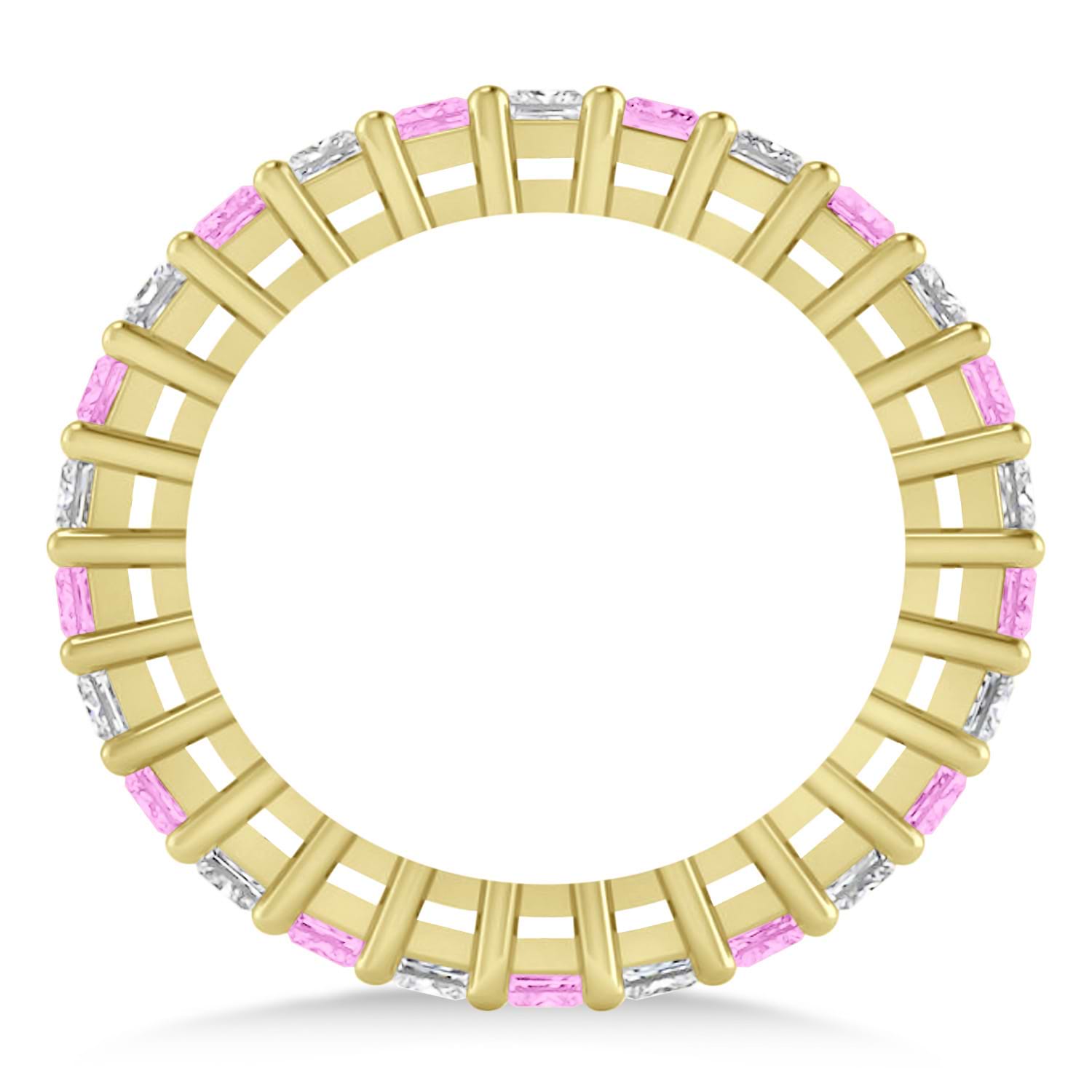 Princess Diamond & Pink Sapphire Wedding Band 14k Yellow Gold (1.86ct)