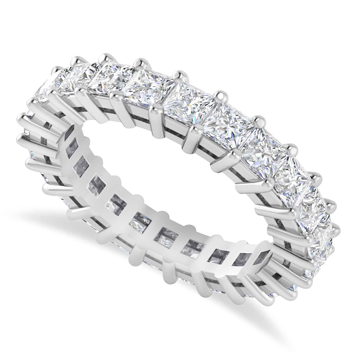 Princess Cut Diamond Eternity Wedding Band 14k White Gold (3.12ct)