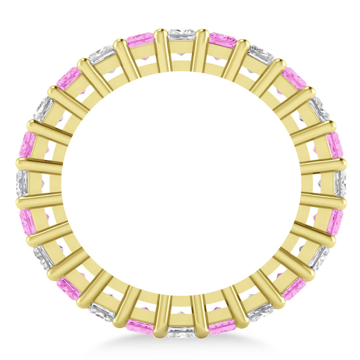 Princess Diamond & Pink Sapphire Wedding Band 14k Yellow Gold (3.12ct)