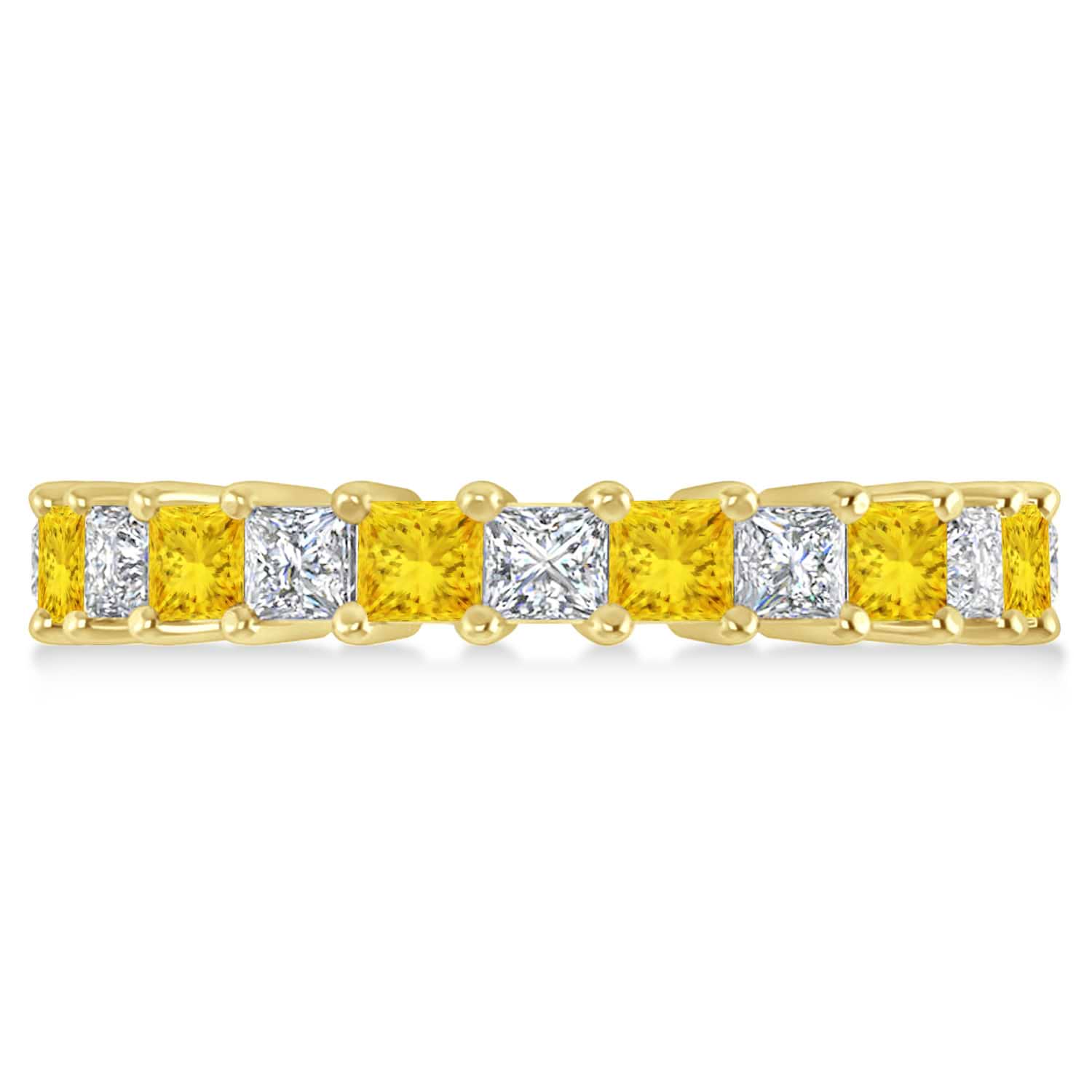 Princess Diamond & Yellow Sapphire Wedding Band 14k Yellow Gold (3.12ct)