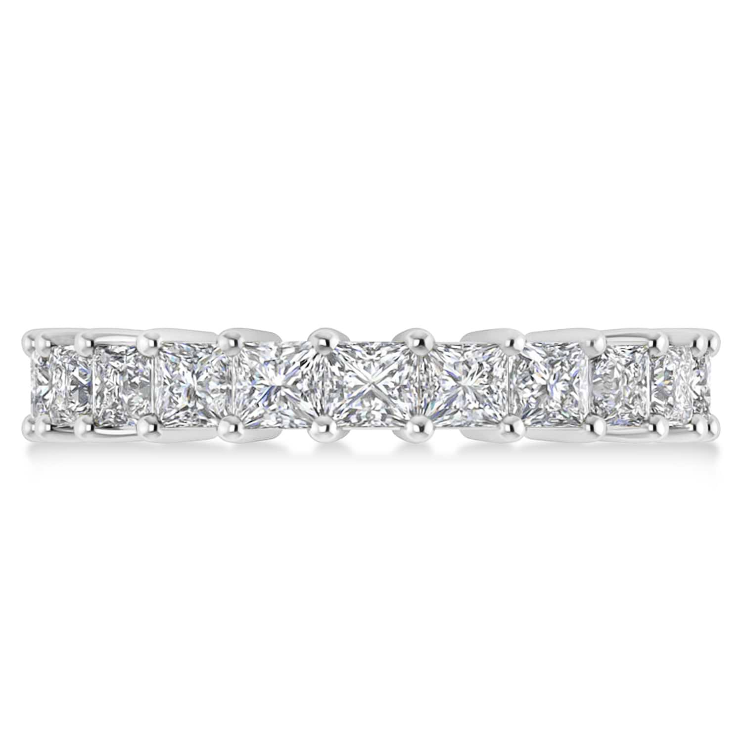 Princess Cut Diamond Eternity Wedding Band 14k White Gold (3.96ct)
