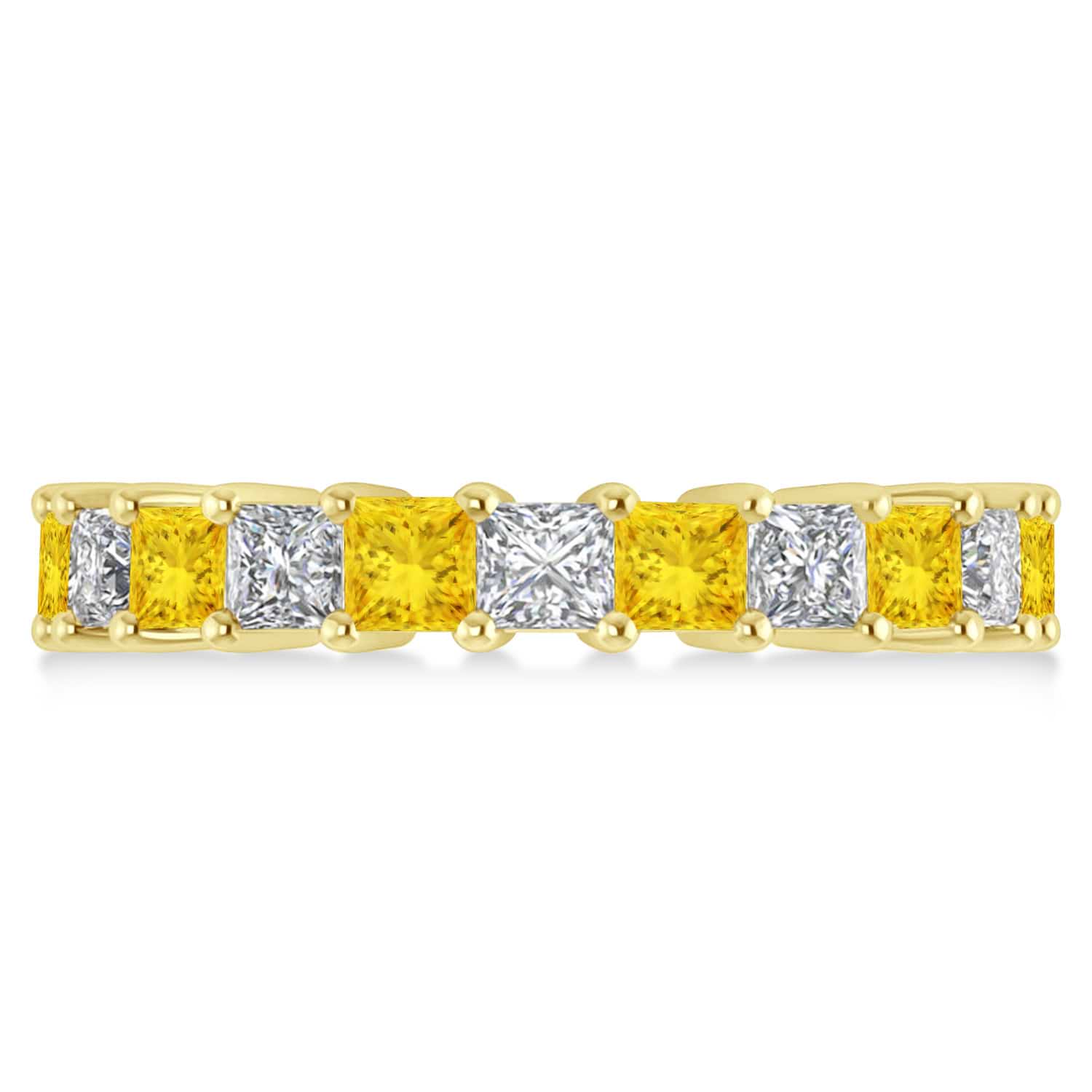 Princess Diamond & Yellow Sapphire Wedding Band 14k Yellow Gold (4.18ct)