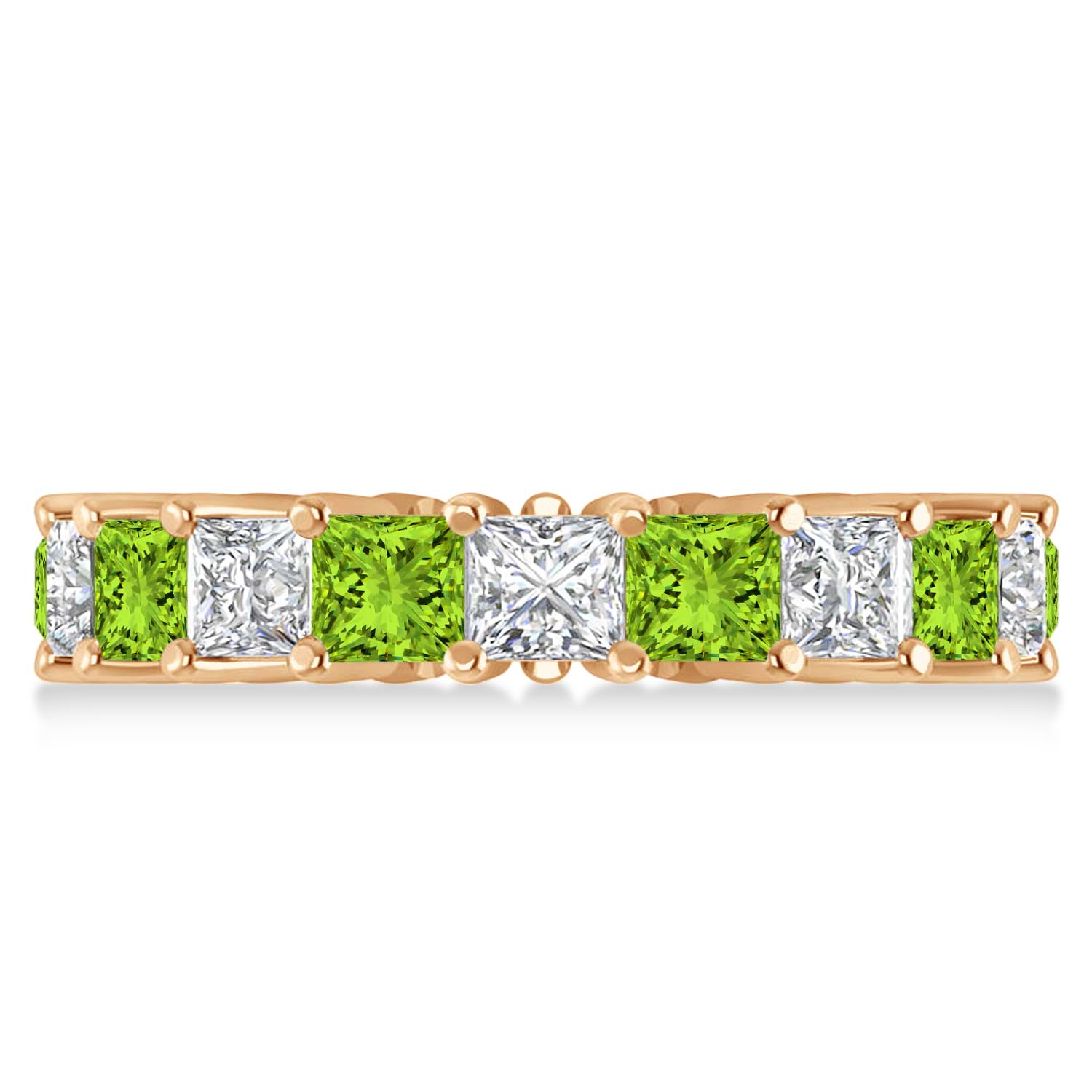 Princess Diamond & Peridot Wedding Band 14k Rose Gold (5.61ct)