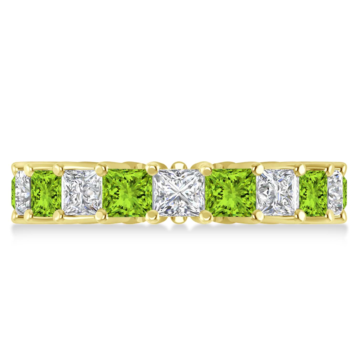 Princess Diamond & Peridot Wedding Band 14k Yellow Gold (5.61ct)
