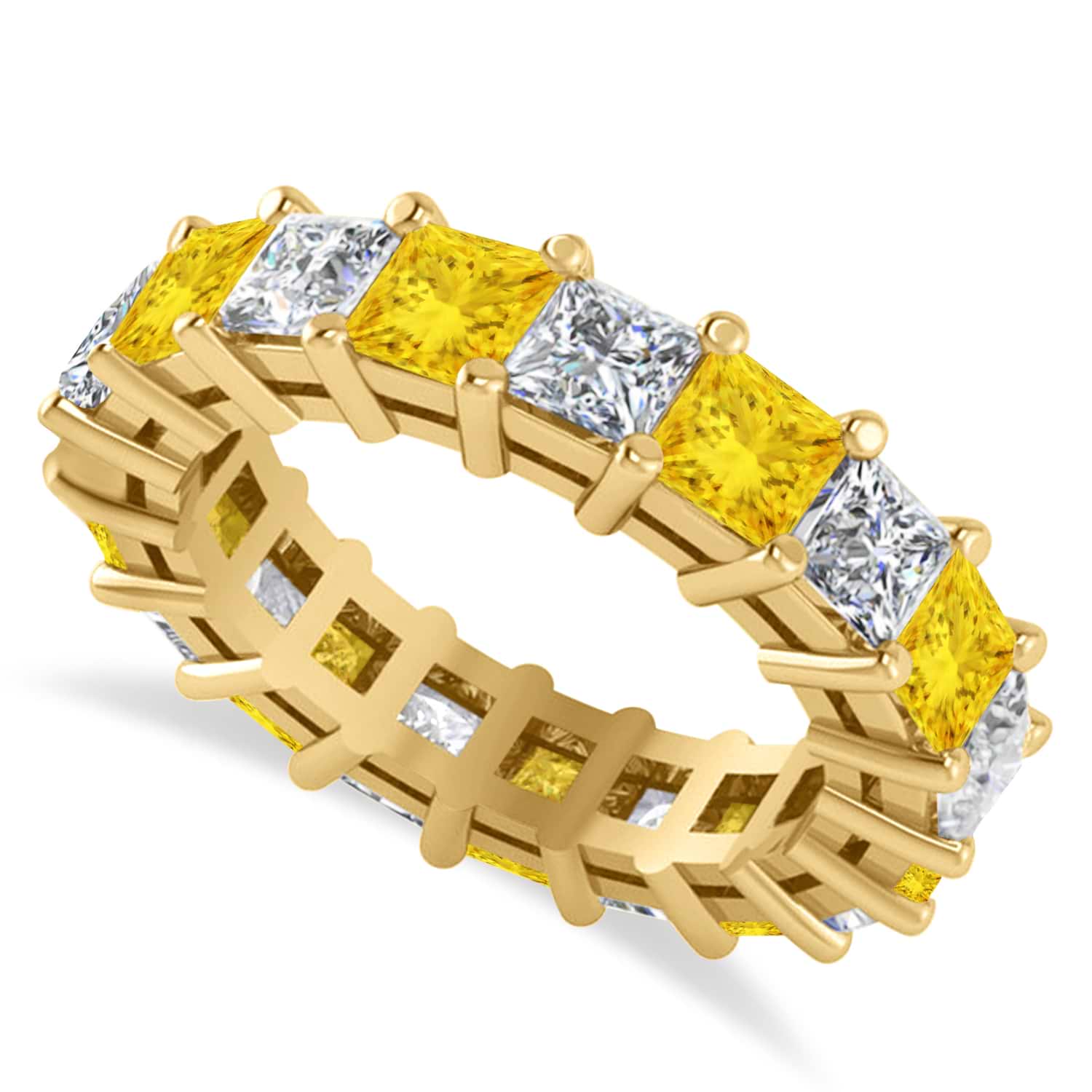 Princess Diamond & Yellow Sapphire Wedding Band 14k Yellow Gold (5.61ct)