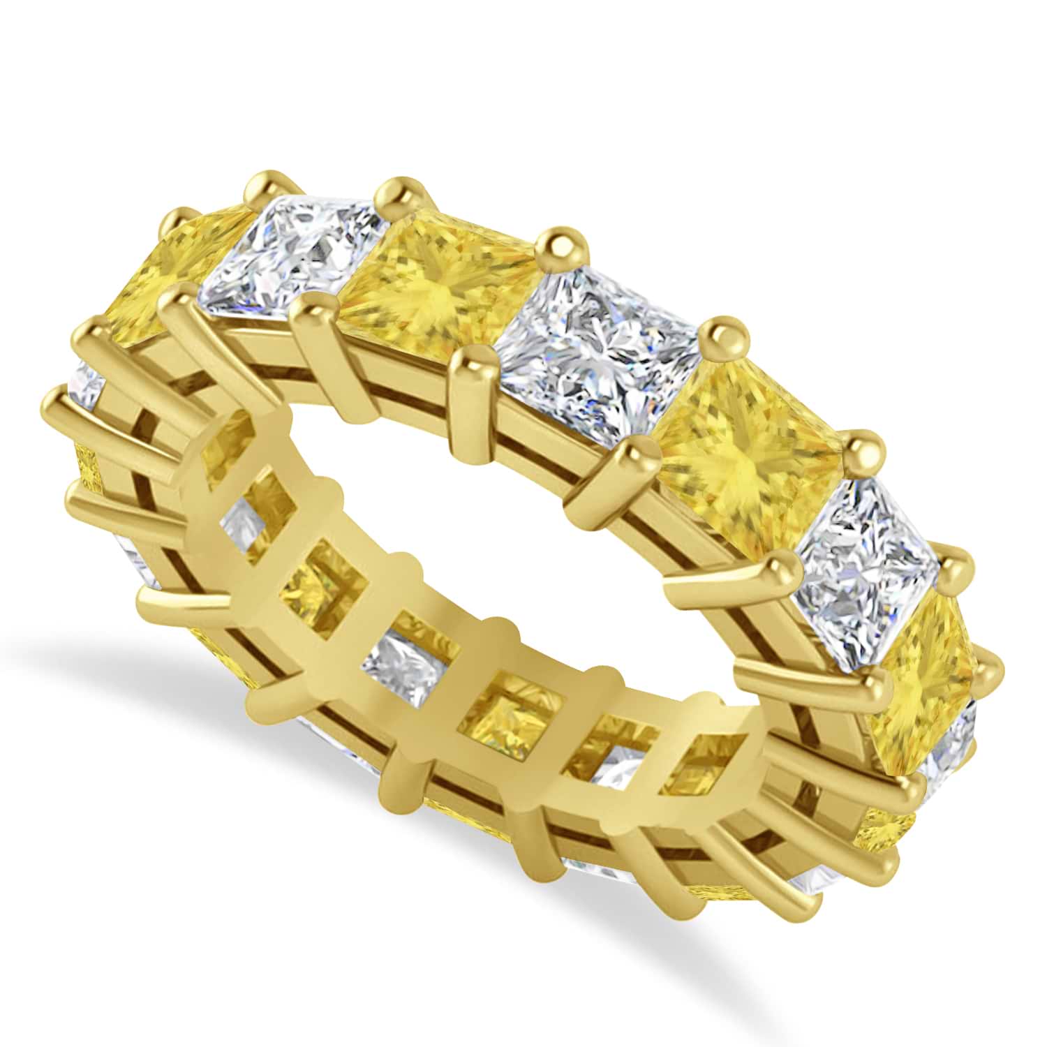 Princess Yellow & White Diamond Wedding Band 14k Yellow Gold (6.63ct)