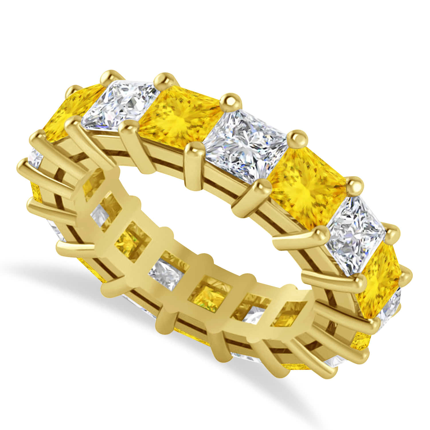 Princess Diamond & Yellow Sapphire Wedding Band 14k Yellow Gold (7.17ct)