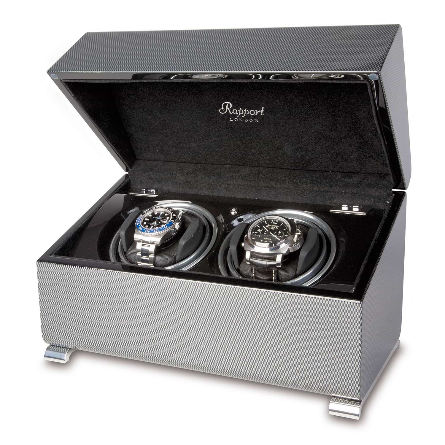 Rapport London Vogue Double Watch Winder Macassar Polished Wood