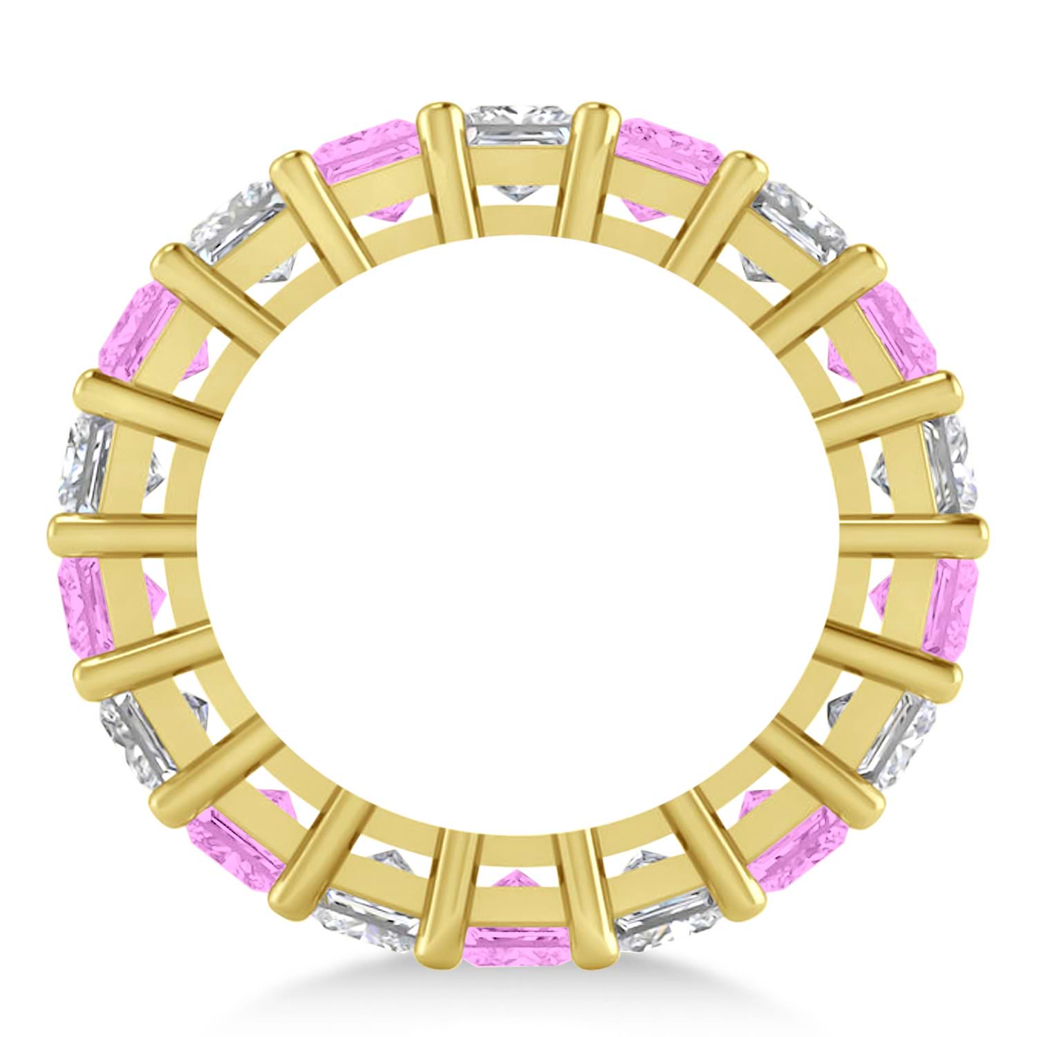 Princess Diamond & Pink Sapphire Wedding Band 14k Yellow Gold (5.94ct)