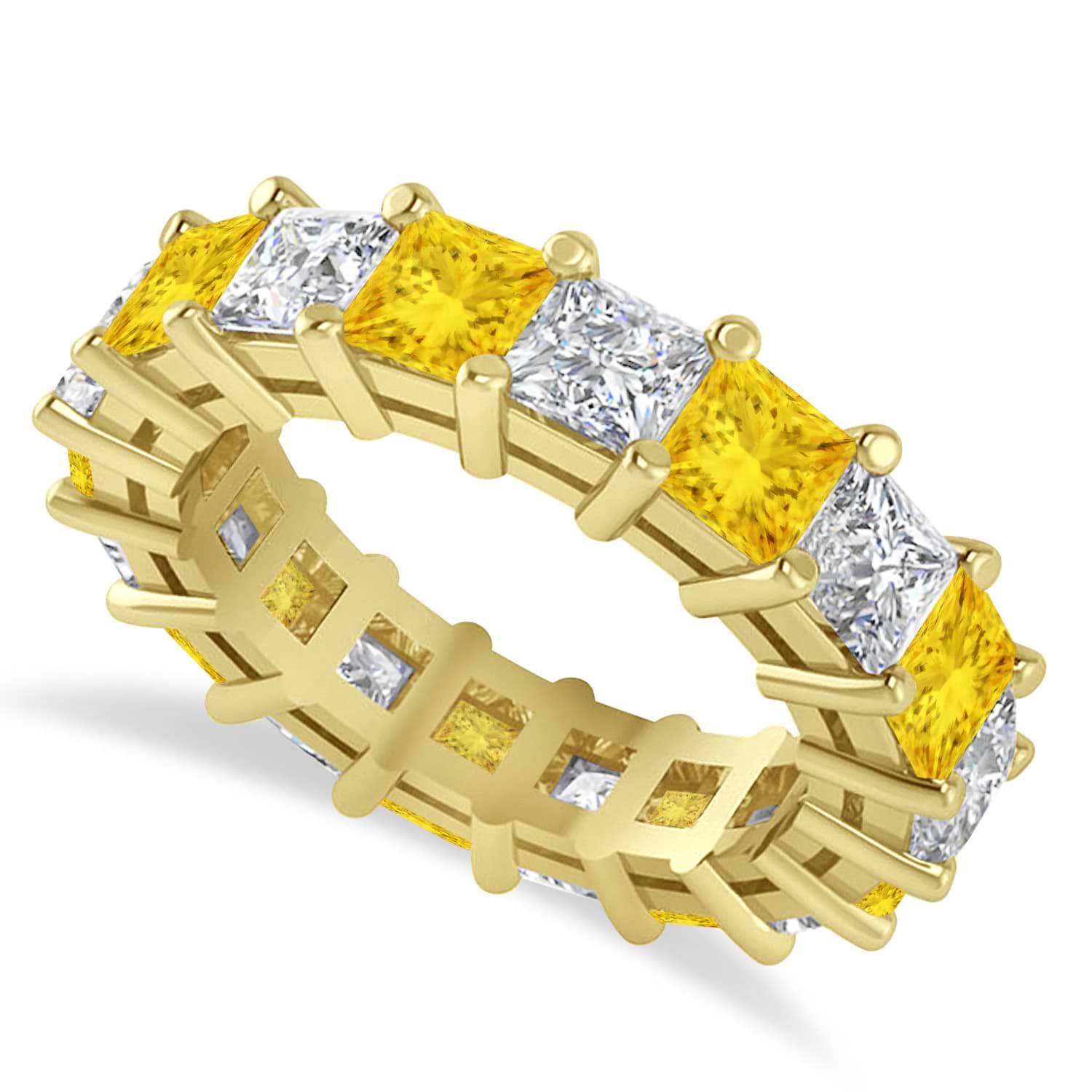 Princess Diamond & Yellow Sapphire Wedding Band 14k Yellow Gold (5.94ct)