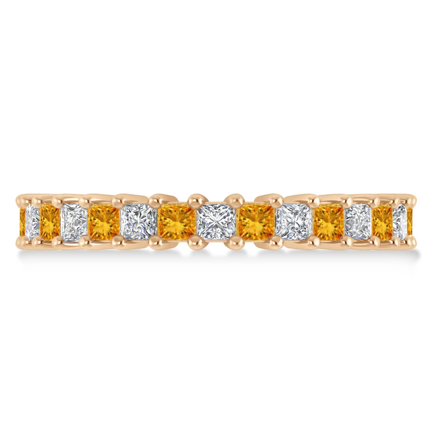 Princess Diamond & Citrine Wedding Band 14k Rose Gold (2.32ct)
