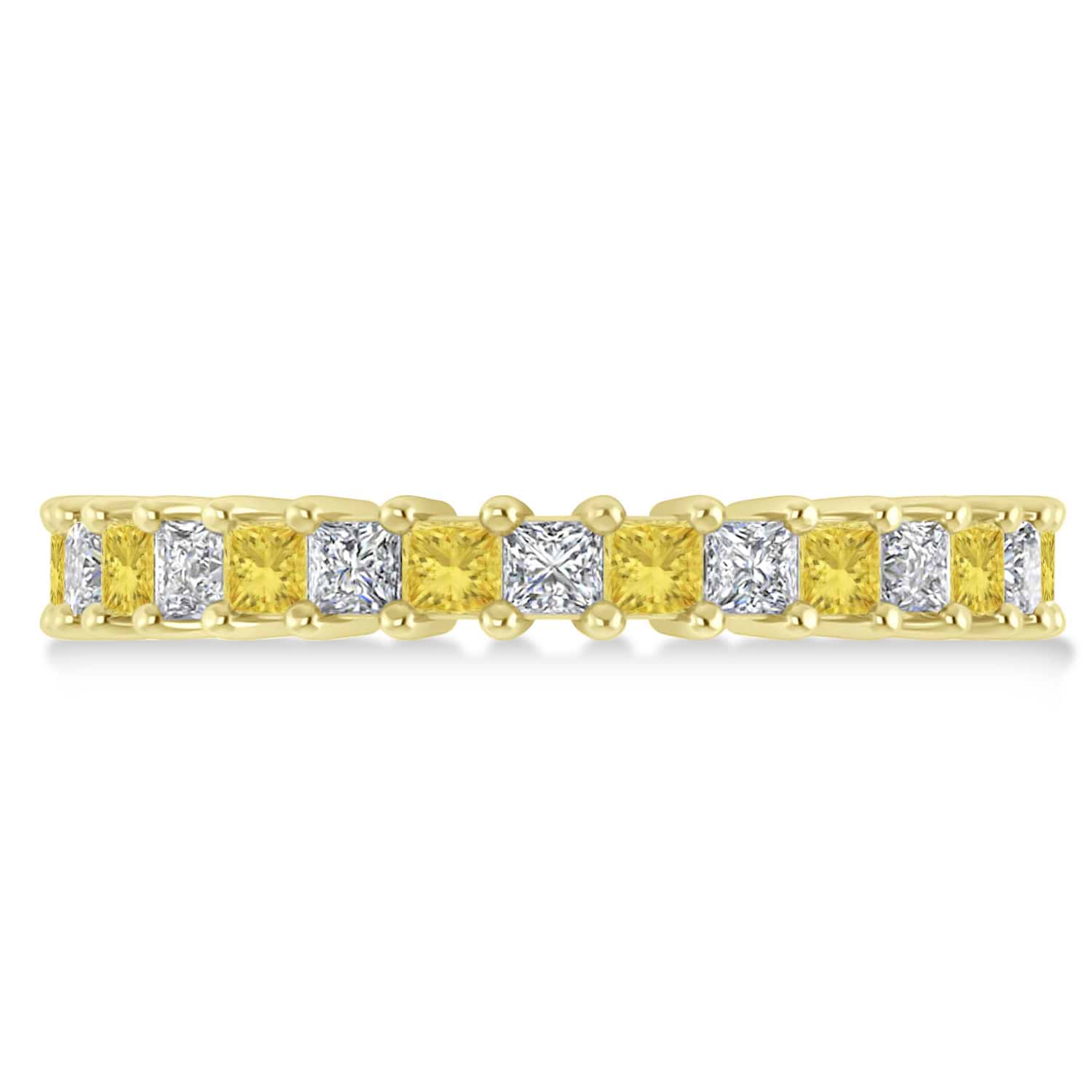 Princess Yellow & White Diamond Wedding Band 14k Yellow Gold (2.32ct)