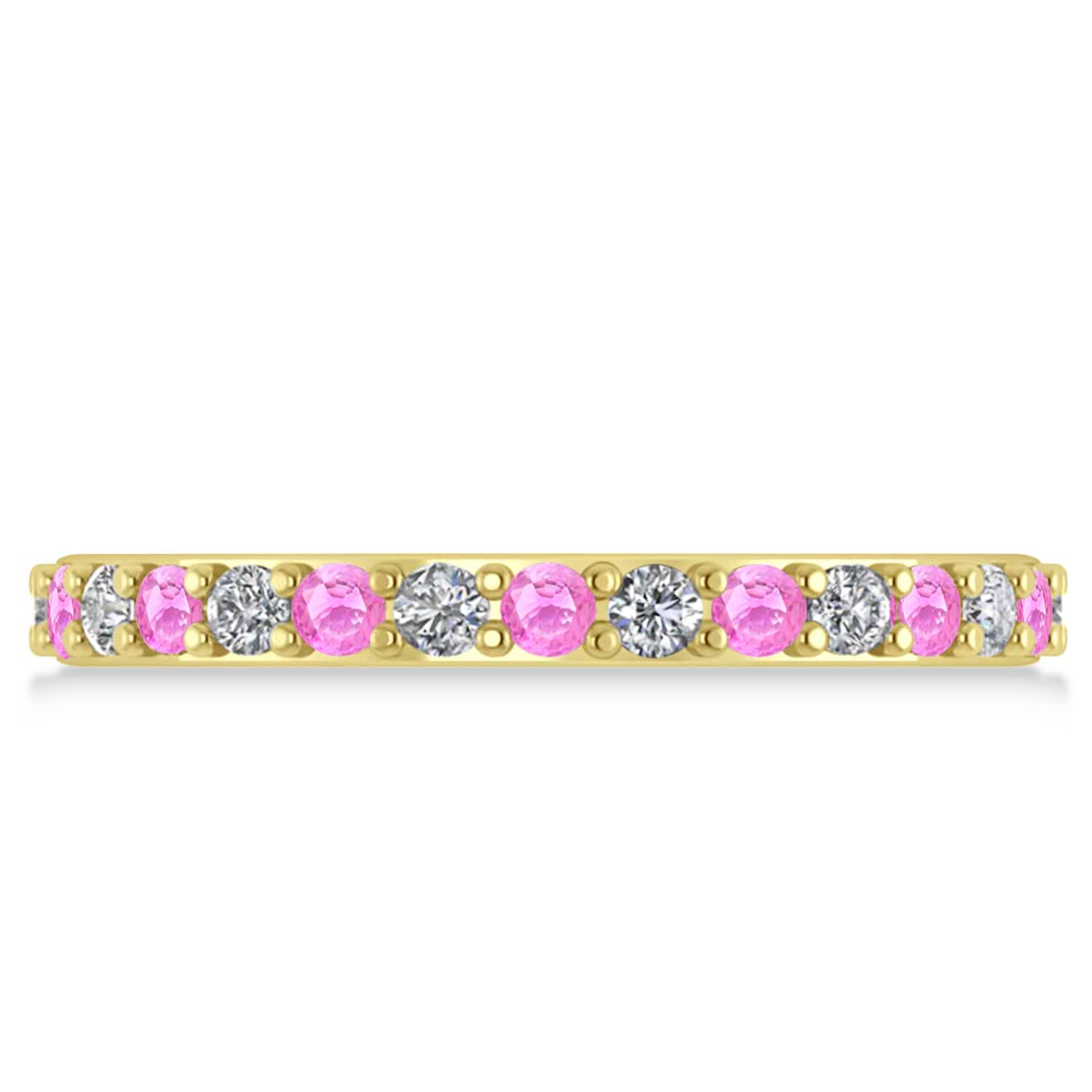 Diamond & Pink Sapphire Eternity Wedding Band 14k Yellow Gold (0.87ct)