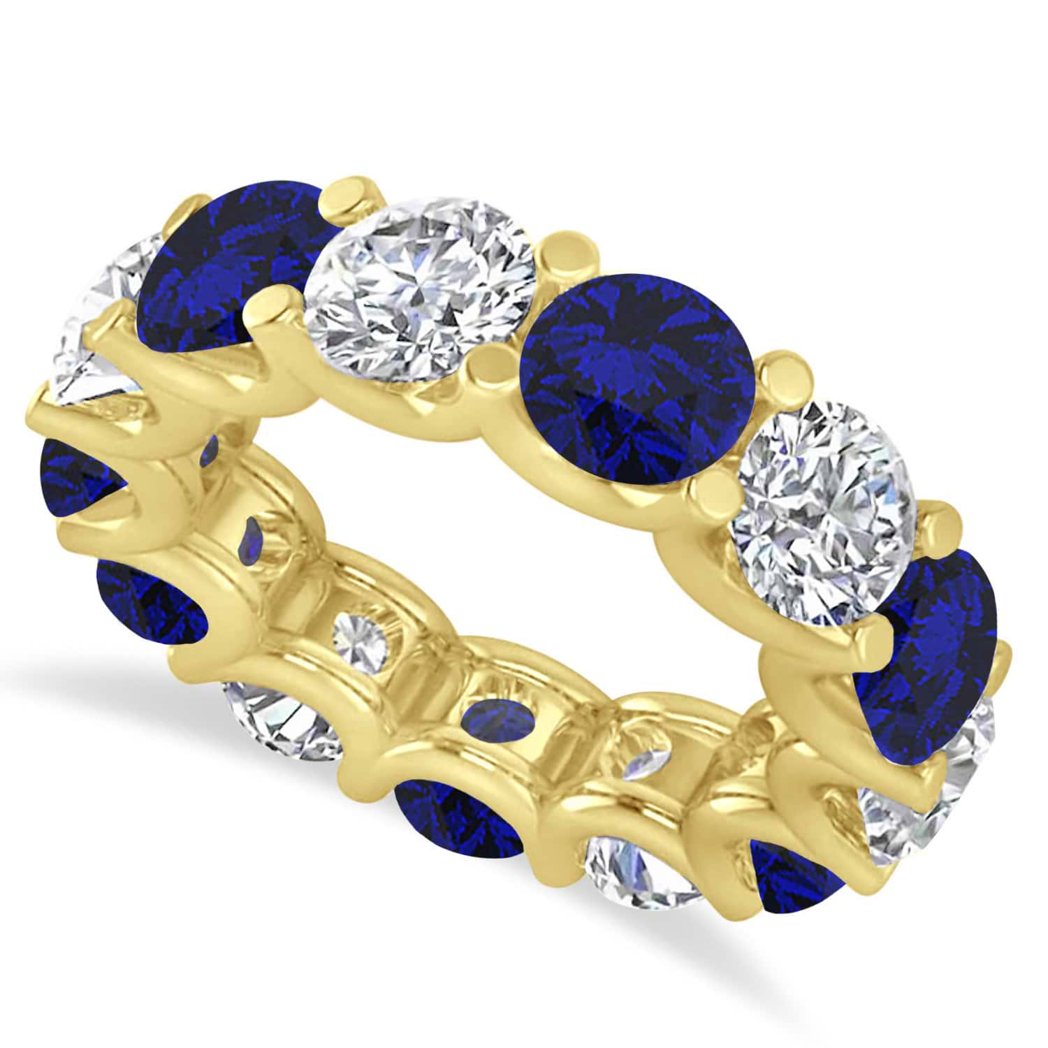 Diamond & Blue Sapphire Eternity Wedding Band 14k Yellow Gold (11.00ct)
