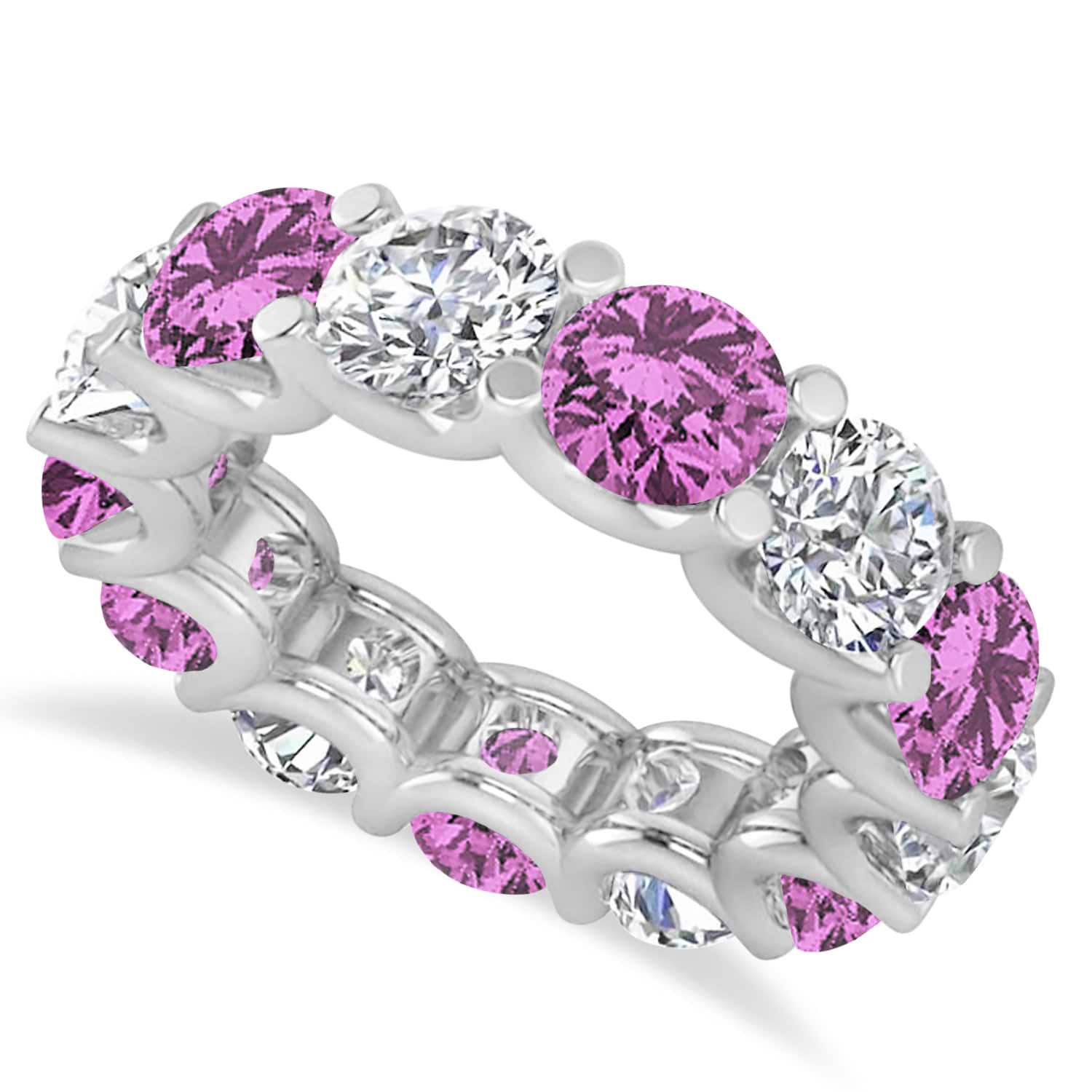 Diamond & Pink Sapphire Eternity Wedding Band 14k White Gold (11.00ct)