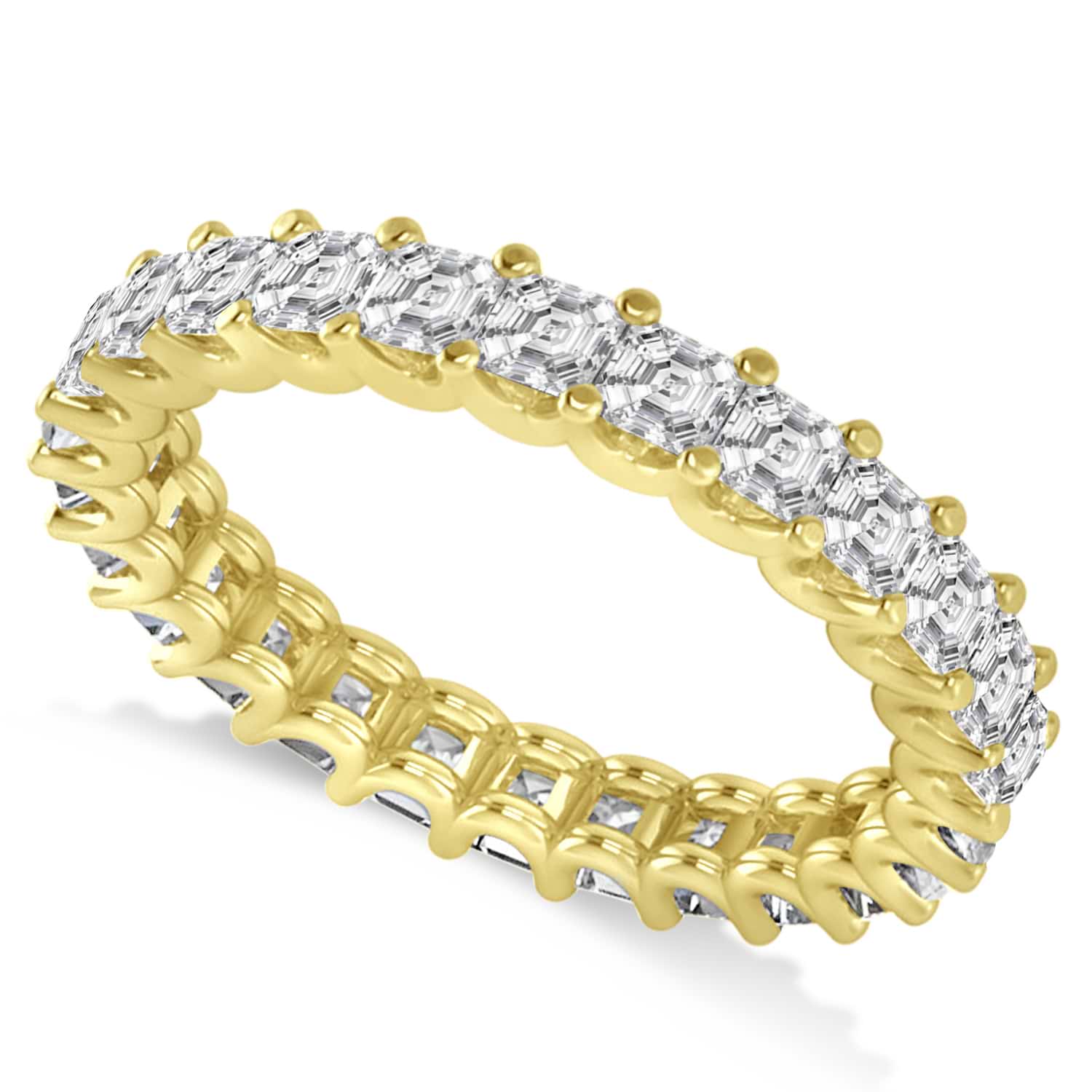 Asscher-Cut Diamond Eternity Wedding Band Ring 14k Yellow Gold (2.60ct)