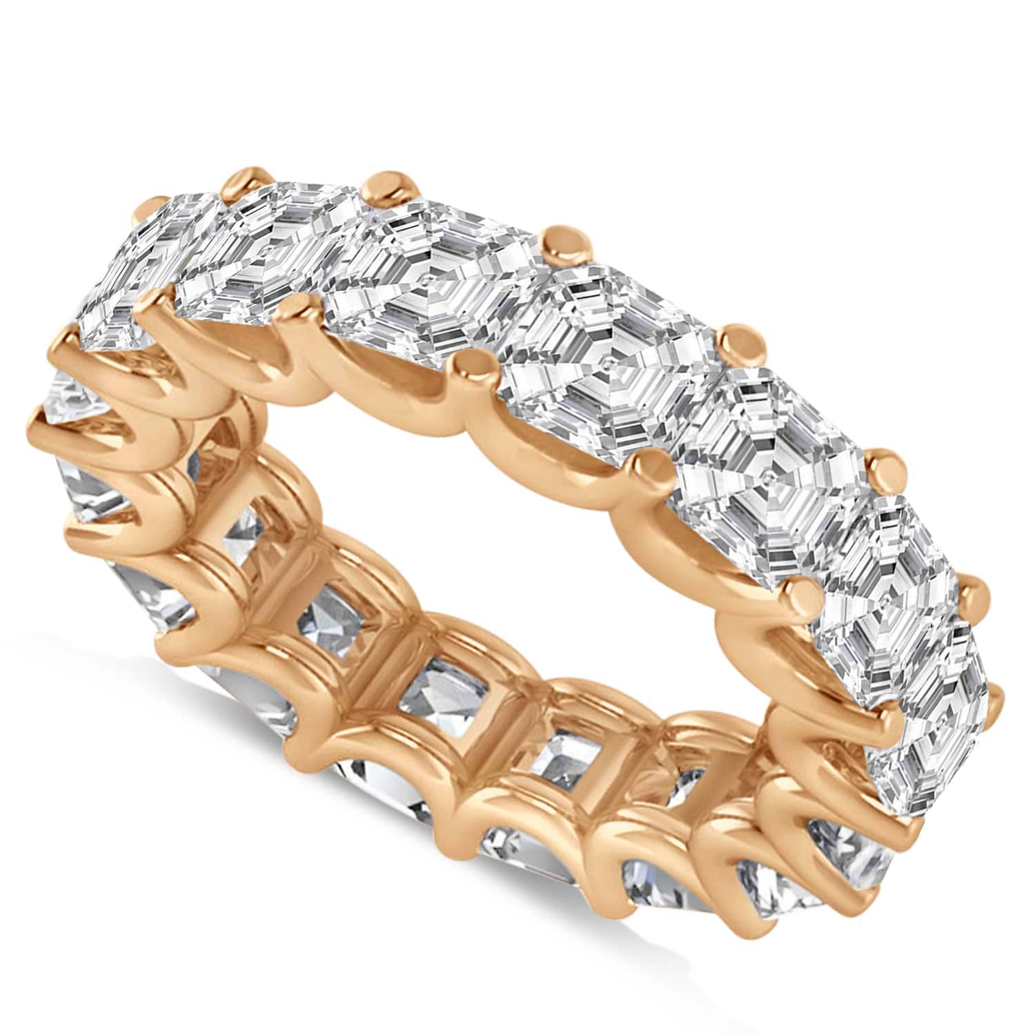 Asscher-Cut Eternity Diamond Wedding Band Ring 14k Rose Gold (9.00ct)