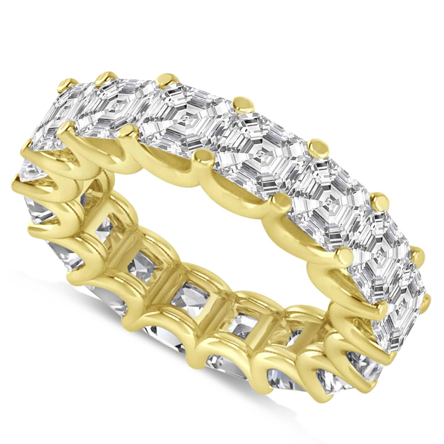Asscher-Cut Eternity Diamond Wedding Band Ring 14k Yellow Gold (9.00ct)