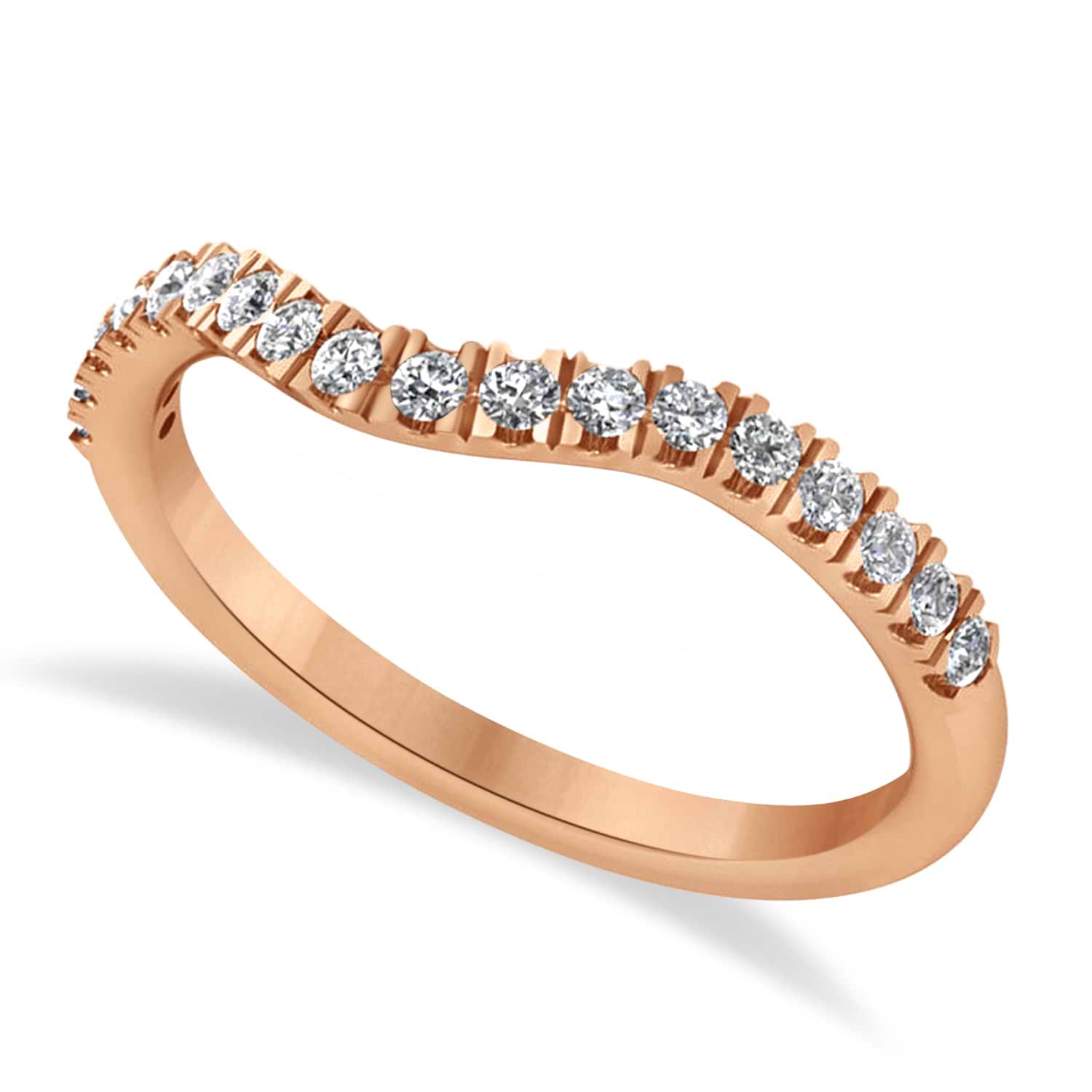 Diamond Curved Ring Wedding Band 14k Rose Gold (0.27ct)