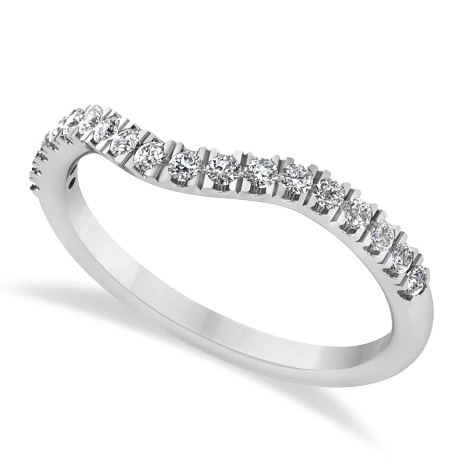 Diamond Curved Ring Wedding Band 18k White Gold (0.27ct)