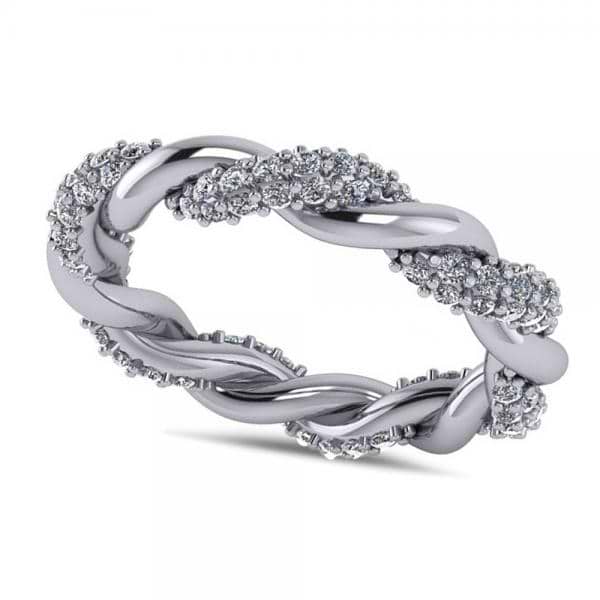 Diamond Twisted Eternity Wedding Band in 14k White Gold (1.08ct)