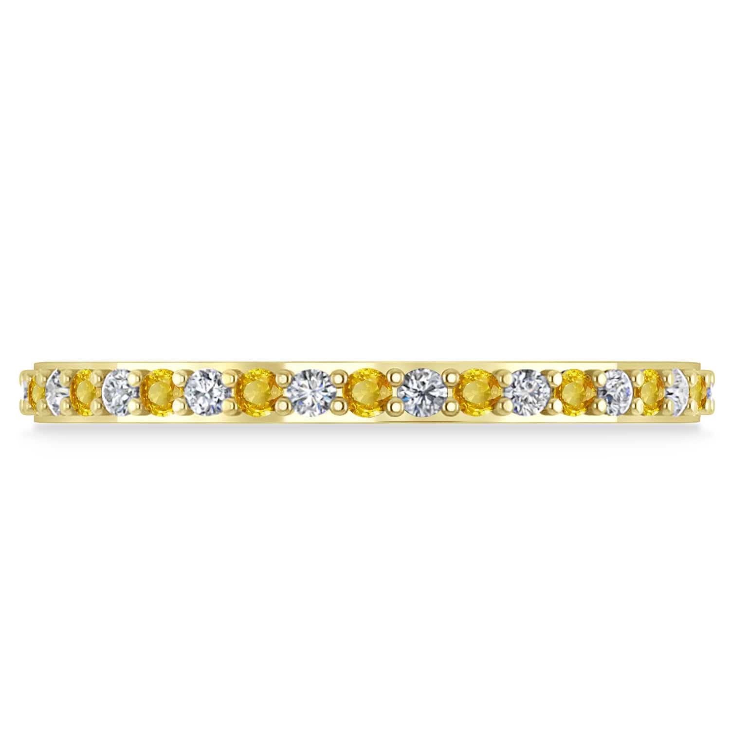 Diamond & Yellow Sapphire Eternity Wedding Band 14k Yellow Gold (0.57ct)