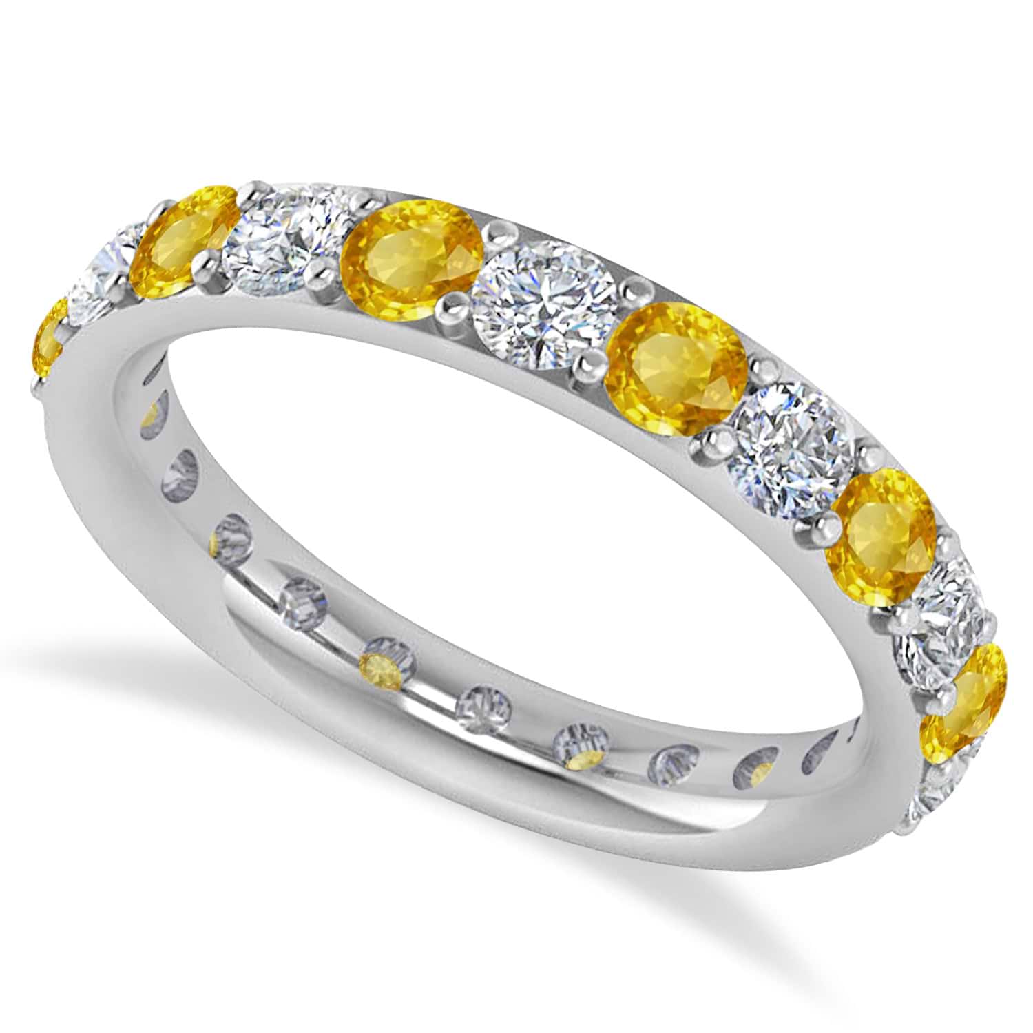 Diamond & Yellow Sapphire Eternity Wedding Band 14k White Gold (2.00ct)