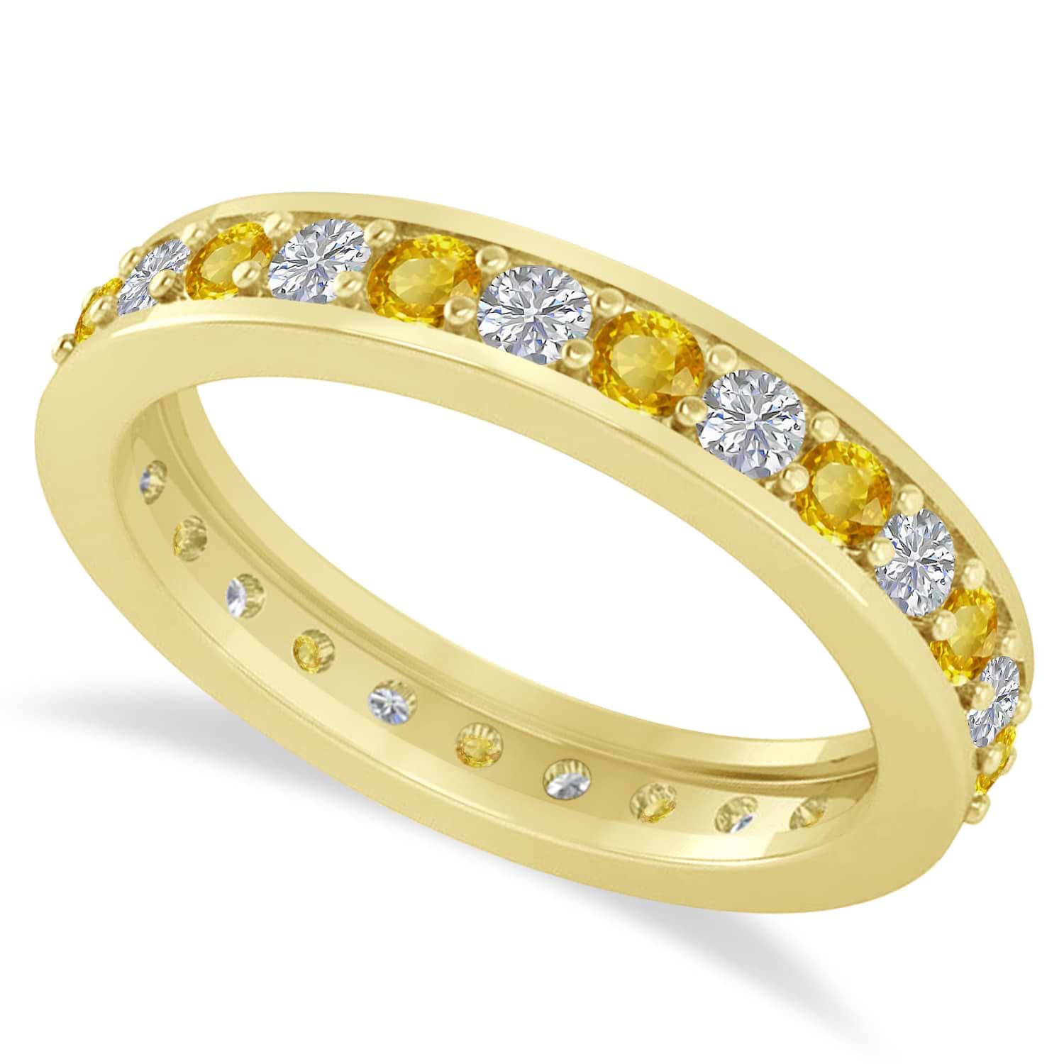 Diamond & Yellow Sapphire Eternity Wedding Band 14k Yellow Gold (1.08ct)