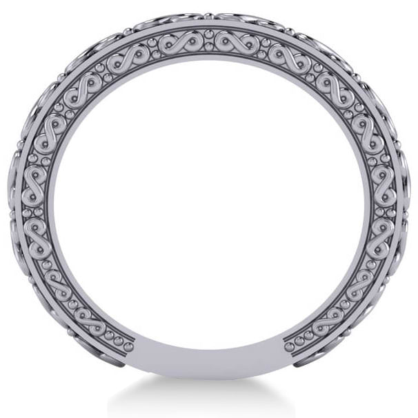 Infinity Design Etched Wedding Band 14k White Gold