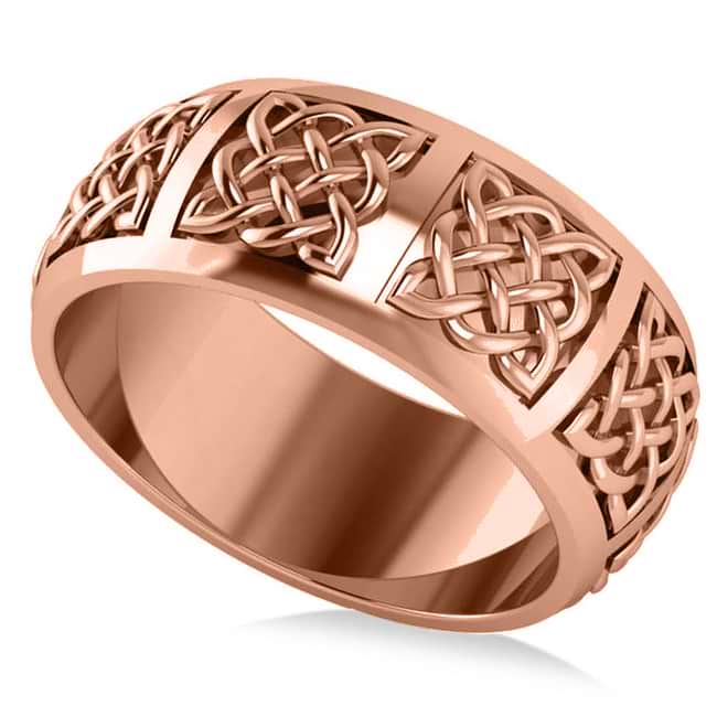 Celtic Wedding Ring Band 14k Rose Gold