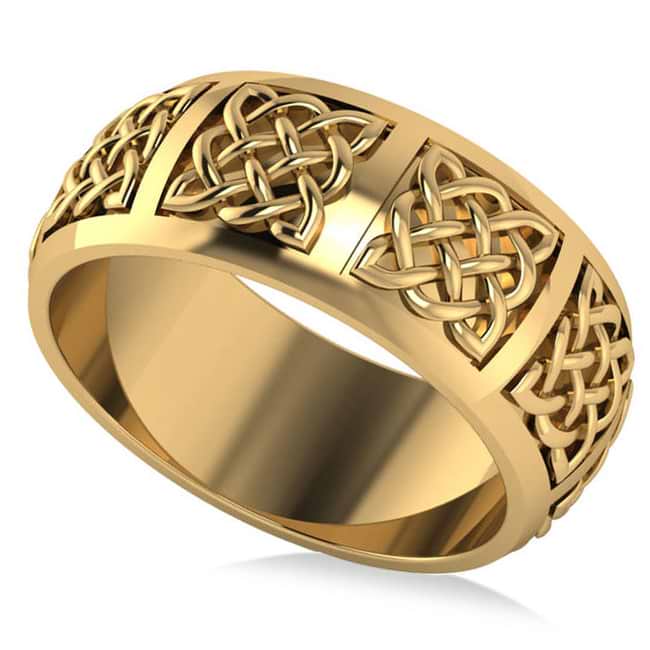 Celtic Wedding Ring Band 14k Yellow Gold