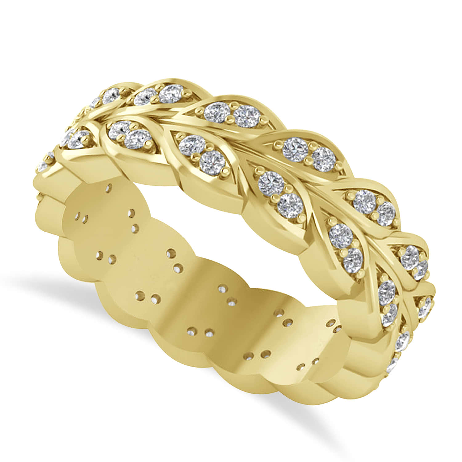 Diamond Leaf Wedding Ring Band 14k Yellow Gold (0.60ct)
