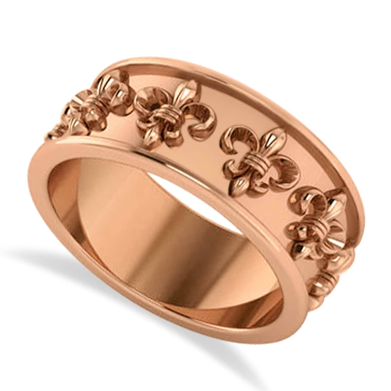 Fleur De Lis Unisex Ring/Wedding Band 14k Rose Gold