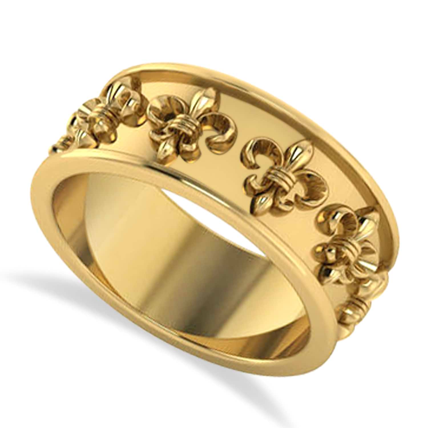 Fleur De Lis Unisex Ring/Wedding Band 14k Yellow Gold