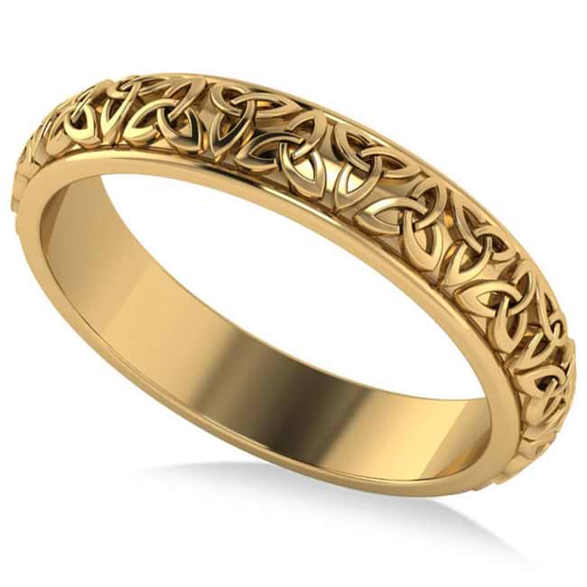 Celtic Knot Infinity Wedding Band Ring 14K Yellow Gold
