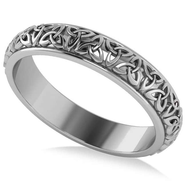 Celtic Knot Infinity Wedding Band Ring 18k White Gold